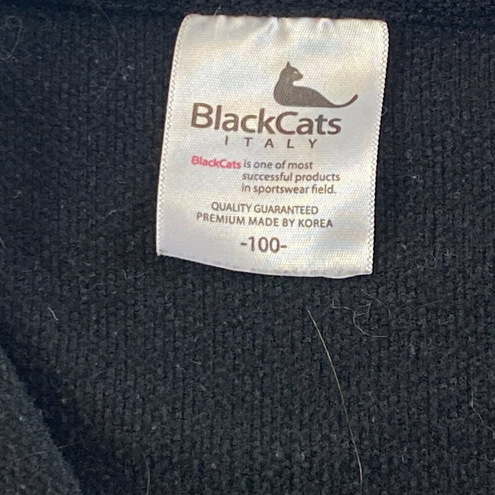 Black Cats Italy vintage 1/4 zip black pullover Women's Small Medium logo casual - Picture 5 of 7
